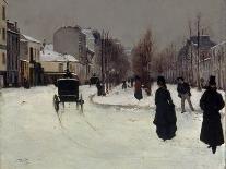 The Boulevard De Clichy under Snow-Norbert Goeneutte-Framed Stretched Canvas