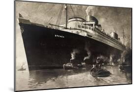 Norddeutscher Lloyd Bremen, Dampfer Bremen,Schlepper-null-Mounted Giclee Print