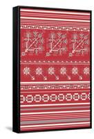 Nordic Cross Stitch Red-Nicholas Biscardi-Framed Stretched Canvas