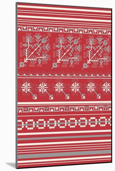 Nordic Cross Stitch Red-Nicholas Biscardi-Mounted Art Print