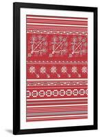 Nordic Cross Stitch Red-Nicholas Biscardi-Framed Art Print