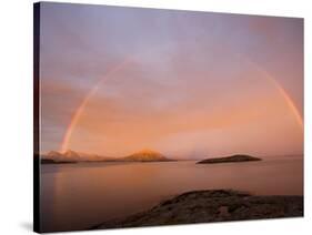 Nordland, Helgeland, A Rainbow at Midnight, Norway-Mark Hannaford-Stretched Canvas