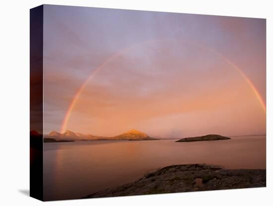 Nordland, Helgeland, A Rainbow at Midnight, Norway-Mark Hannaford-Stretched Canvas