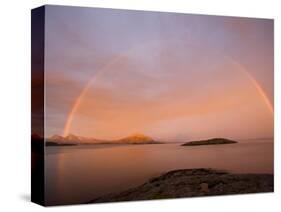 Nordland, Helgeland, A Rainbow at Midnight, Norway-Mark Hannaford-Stretched Canvas