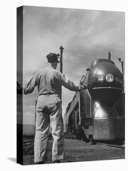 Norfolk and Western's Streamlined Passenger Locomotive Arriving at the Western End of the Road-Thomas D^ Mcavoy-Stretched Canvas