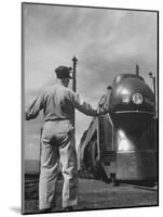 Norfolk and Western's Streamlined Passenger Locomotive Arriving at the Western End of the Road-Thomas D^ Mcavoy-Mounted Photographic Print