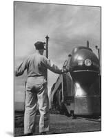 Norfolk and Western's Streamlined Passenger Locomotive Arriving at the Western End of the Road-Thomas D^ Mcavoy-Mounted Photographic Print