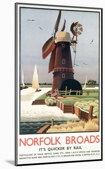 Norfolk Broads Windmill-null-Mounted Art Print