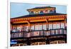 Norfolk, Norwich, Zaks Diner is illuminated in yellow at twilight-Charles Bowman-Framed Photographic Print