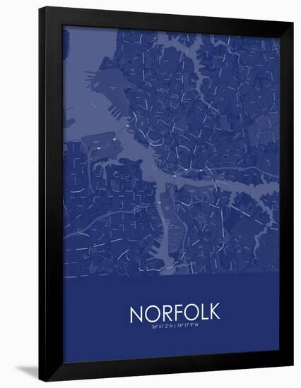 Norfolk, United States of America Blue Map-null-Framed Poster