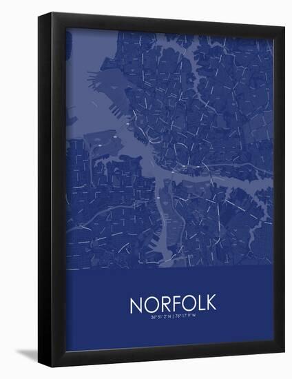 Norfolk, United States of America Blue Map-null-Framed Poster