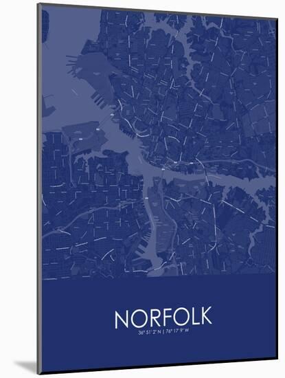 Norfolk, United States of America Blue Map-null-Mounted Poster