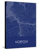 Norfolk, United States of America Blue Map-null-Stretched Canvas