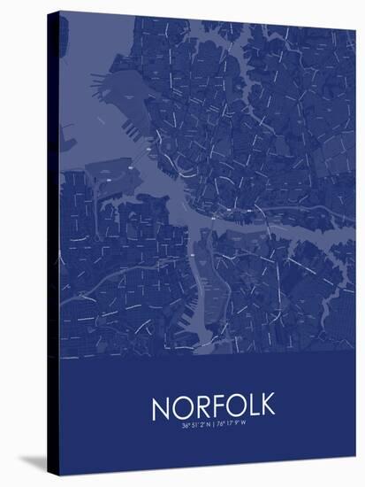 Norfolk, United States of America Blue Map-null-Stretched Canvas