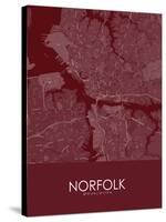 Norfolk, United States of America Red Map-null-Stretched Canvas