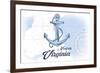 Norfolk, Virginia - Anchor - Blue - Coastal Icon-Lantern Press-Framed Premium Giclee Print