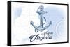Norfolk, Virginia - Anchor - Blue - Coastal Icon-Lantern Press-Framed Stretched Canvas