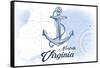 Norfolk, Virginia - Anchor - Blue - Coastal Icon-Lantern Press-Framed Stretched Canvas