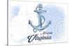 Norfolk, Virginia - Anchor - Blue - Coastal Icon-Lantern Press-Stretched Canvas