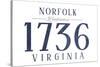 Norfolk, Virginia - Established Date (Blue)-Lantern Press-Stretched Canvas