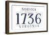 Norfolk, Virginia - Established Date (Blue)-Lantern Press-Framed Premium Giclee Print