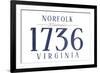 Norfolk, Virginia - Established Date (Blue)-Lantern Press-Framed Art Print