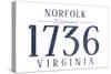 Norfolk, Virginia - Established Date (Blue)-Lantern Press-Stretched Canvas