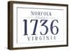 Norfolk, Virginia - Established Date (Blue)-Lantern Press-Framed Art Print