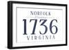 Norfolk, Virginia - Established Date (Blue)-Lantern Press-Framed Art Print