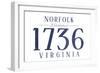 Norfolk, Virginia - Established Date (Blue)-Lantern Press-Framed Art Print