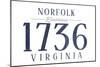 Norfolk, Virginia - Established Date (Blue)-Lantern Press-Mounted Art Print