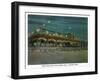 Norfolk, Virginia, Ocean View at Night, Exterior View of the New Pavililon and Dance Hall-Lantern Press-Framed Art Print