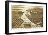 Norfolk, Virginia - Panoramic Map-Lantern Press-Framed Premium Giclee Print