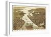 Norfolk, Virginia - Panoramic Map-Lantern Press-Framed Art Print