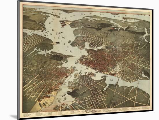 Norfolk, Virginia - Panoramic Map-Lantern Press-Mounted Art Print