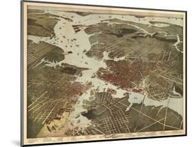 Norfolk, Virginia - Panoramic Map-Lantern Press-Mounted Art Print