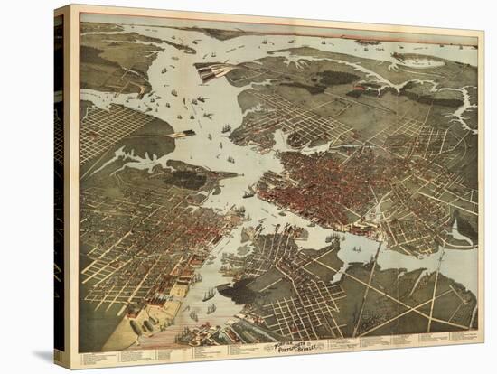 Norfolk, Virginia - Panoramic Map-Lantern Press-Stretched Canvas