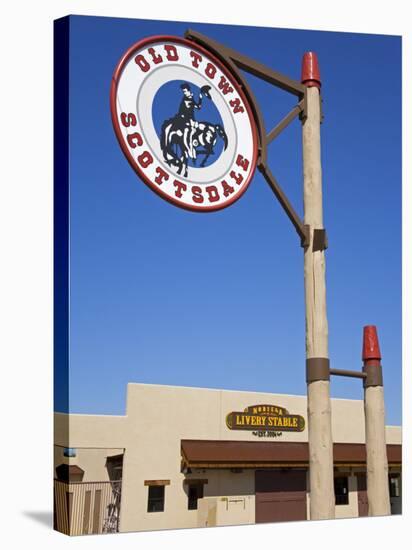 Noriega Livery Stable and Old Town Sign, Scottsdale, Phoenix, Arizona-Richard Cummins-Stretched Canvas