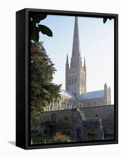 Norman Cathedral, Dating from 11th Century, with 15th Century Spire, Norwich-Nedra Westwater-Framed Stretched Canvas