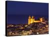 Norman Cathedral Lit Up at Dusk, Cefalu, Sicily, Italy, Mediterranean, Europe-John Miller-Stretched Canvas