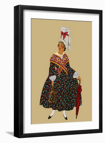 Norman Lady Holds Candle and Umbrella-Elizabeth Whitney Moffat-Framed Art Print