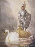 Lohengrin Arrives in a Boat Drawn by Elsa's Brother Godfrey-Norman Price-Stretched Canvas