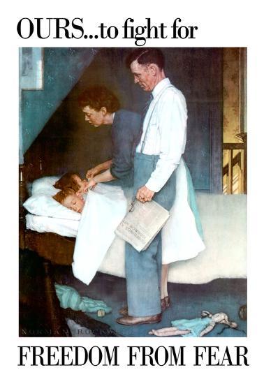 Norman Rockwell Freedom From Fear WWII War Propaganda Art Print Poster-null-Lamina Framed Poster