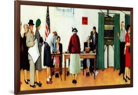 "Norman Rockwell Paints America at the Polls", November 4,1944-Norman Rockwell-Framed Giclee Print