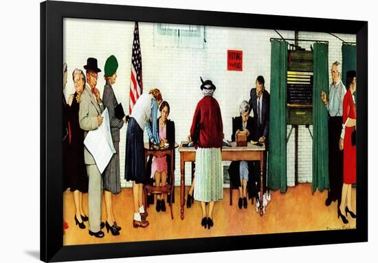 "Norman Rockwell Paints America at the Polls", November 4,1944-Norman Rockwell-Framed Premium Giclee Print