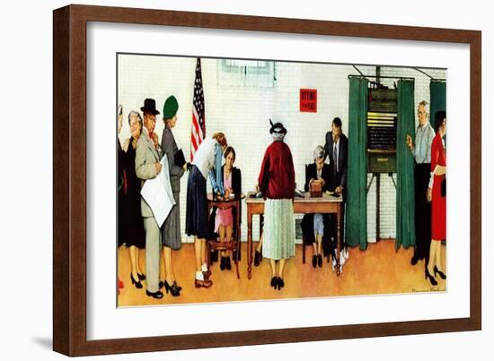"Norman Rockwell Paints America at the Polls", November 4,1944-Norman Rockwell-Framed Giclee Print