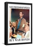 Norman Rockwell Save Freedom of Speech WWII War Propaganda Art Print Poster-null-Framed Poster