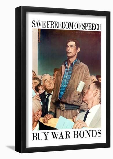 Norman Rockwell Save Freedom of Speech WWII War Propaganda Art Print Poster-null-Framed Poster