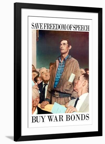 Norman Rockwell Save Freedom of Speech WWII War Propaganda-Norman Rockwell-Framed Art Print