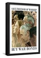 Norman Rockwell Save Freedom of Worship WWII War Propaganda Art Print Poster-null-Framed Poster